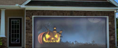 Halloween Garage Doorway Projection Screen